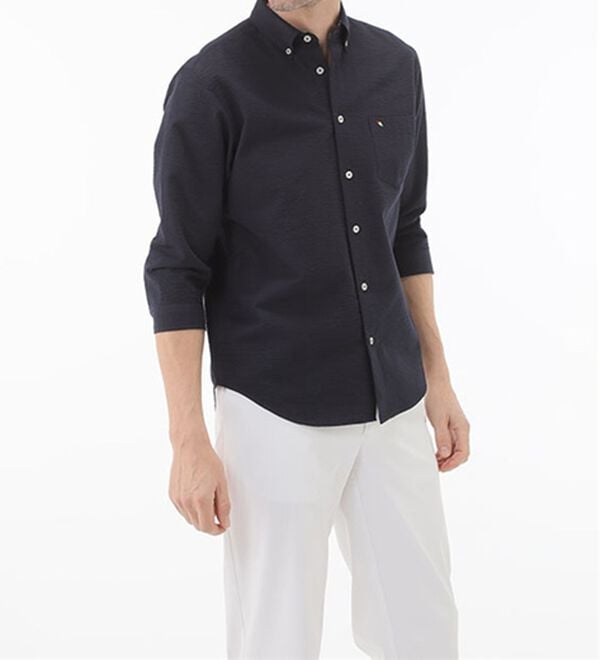 「＜アーノルド　パーマー＞シアサッカーデザインシャツ（長袖・７分袖）（メンズシャツ）」｜詳細画像