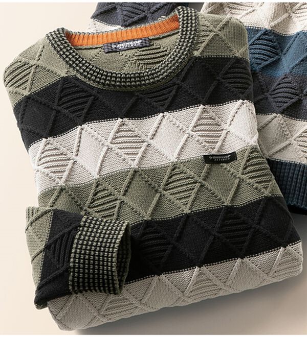 「＜ダンロップ・リファインド＞綿ライクモールセーター（メンズニット・セーター）」｜カーキ