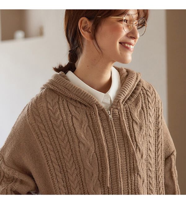 Viola e Viola（ヴィオラ エ ヴィオラ）の「ゆるっとあったかケーブルニットパーカー（パーカー）」｜詳細画像