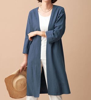 Daniel andresen 麻×絹混 ロングカーディガン ループベルト 44 Daniel andresen 麻×絹混 ロングカーディガン ループベルト 44