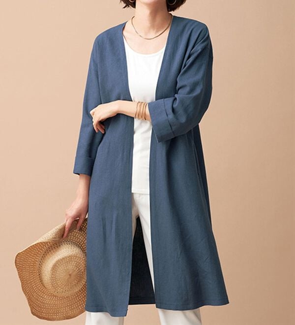 リネン混ロングカーディガン - ベルーナ【公式】
