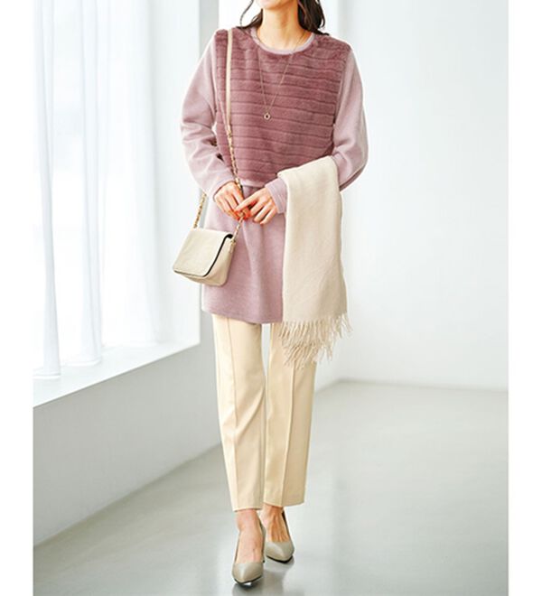 BELLUNA（ベルーナ）の「サイドジッパー付ファー切替チュニック（チュニック）」｜詳細画像