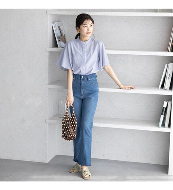 GeeRA（ジーラ）の「フレアー袖バンドカラーブラウス（ブラウス）」｜詳細画像