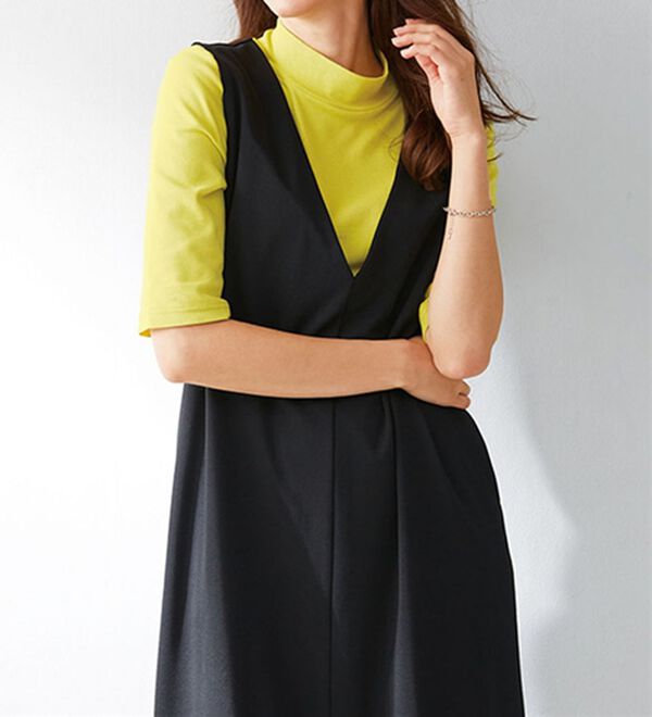 LAVIENNE（ラヴィエンヌ）の「【UVカット】綿１００％ハイネックプルオーバー（５分袖）＜カラフルコットン＞（肌着・インナーウェア）」｜詳細画像