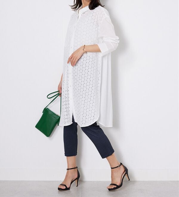 BELLUNA（ベルーナ）の「【Ｌａｇｒｉｌｕａ】ヴィンテージレース切替シアーロングシャツ（シャツワンピース）」｜詳細画像