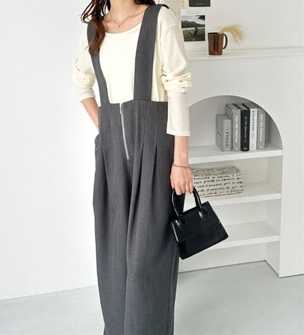 GeeRA（ジーラ）の「フロントジップハイウエストサロペット（オールインワン）」｜詳細画像