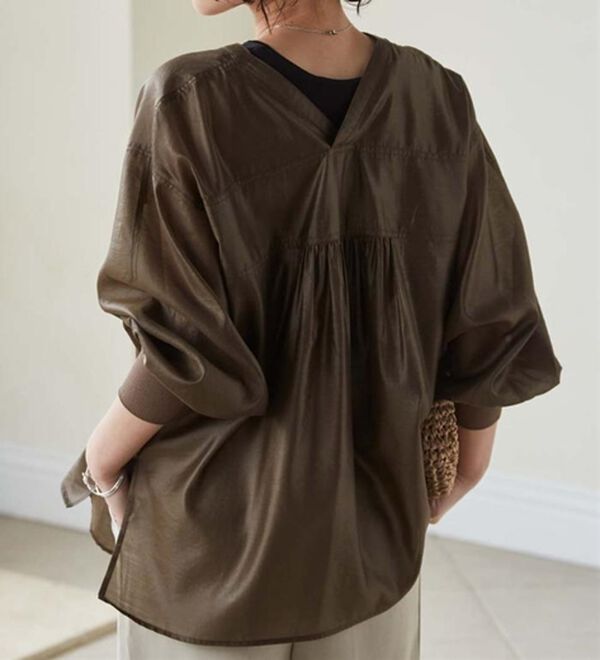 RANAN（ラナン）の「ディープVネックシアーシャツ（シャツ）」｜詳細画像