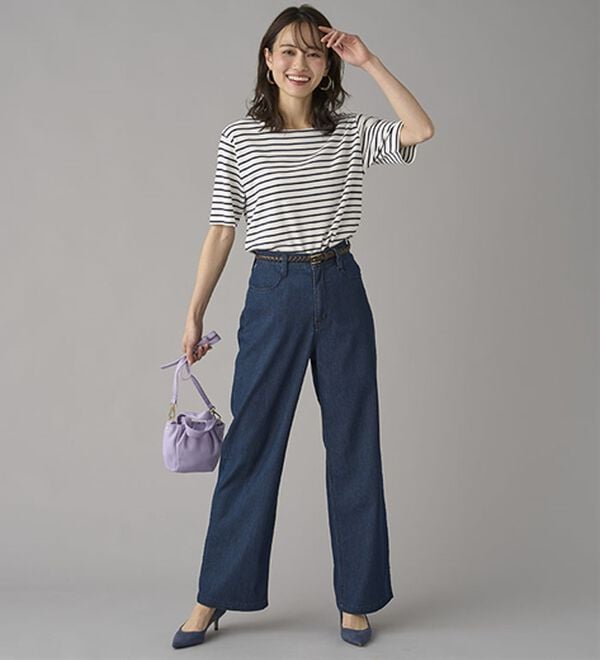 BELLUNA（ベルーナ）の「新感覚！メッシュデニムワイドパンツ（フルレングスパンツ）」｜詳細画像