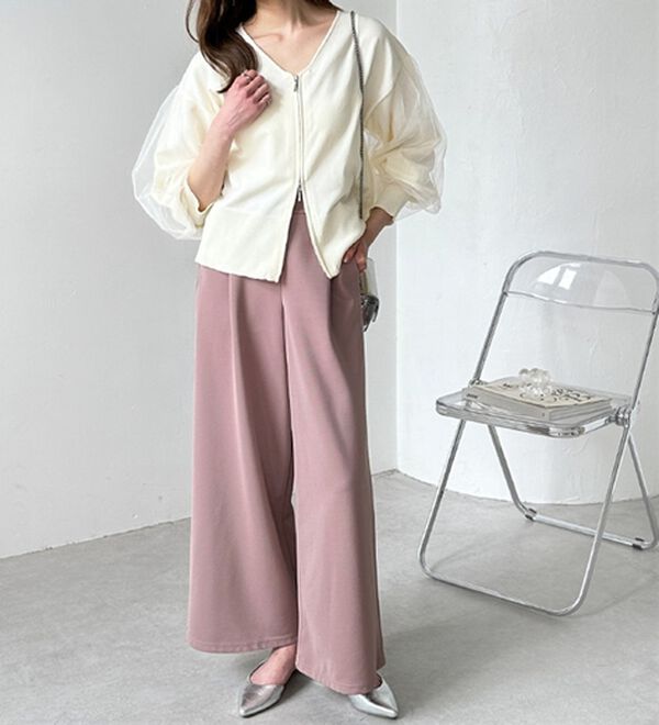 GeeRA（ジーラ）の「美脚ストレッチワイドパンツ（ワイドパンツ・ガウチョ）」｜詳細画像