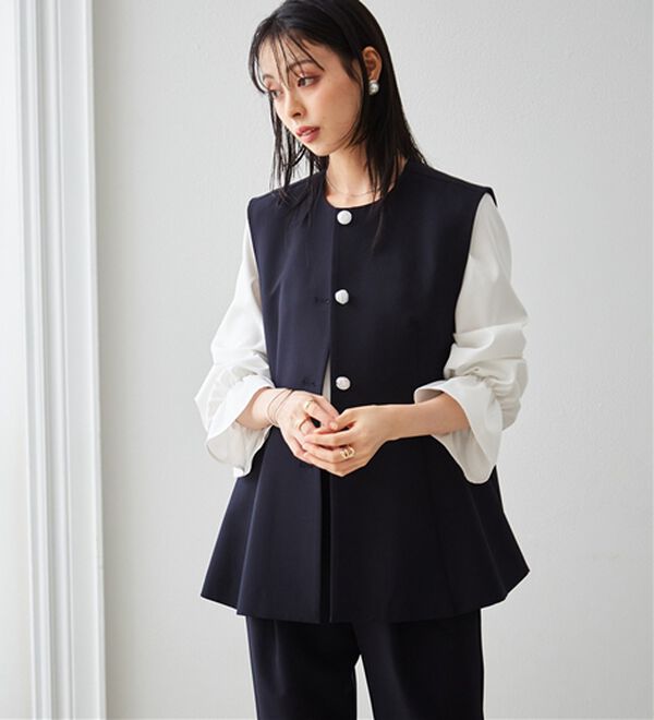 RANAN（ラナン）の「【２点セット】防シワ！ペプラムベストセットアップ（パンツスーツ）」｜詳細画像