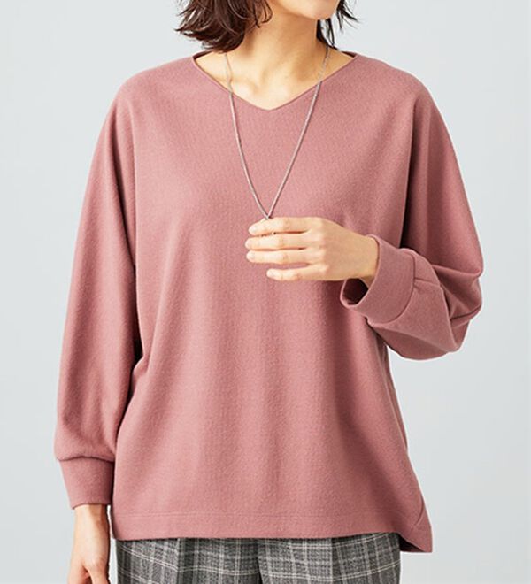 BELLUNA（ベルーナ）の「【2点セット】ネックレス付ジャカード素材プルオーバー（カットソー）」｜ピンク