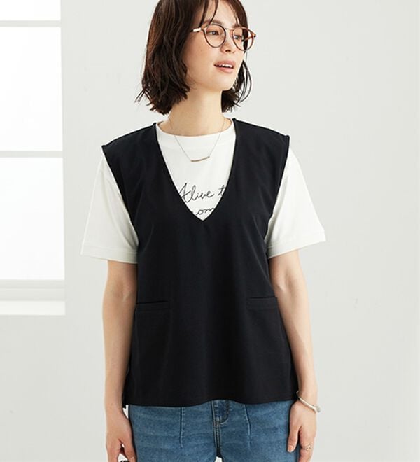 BELLUNA（ベルーナ）の「機能付ジョーゼット素材ベストセットアップ（セットアップ）」｜詳細画像