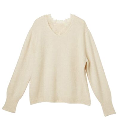 RANAN（ラナン）の「レース付Ｖネックニットプルオーバー（ニット・セーター）」