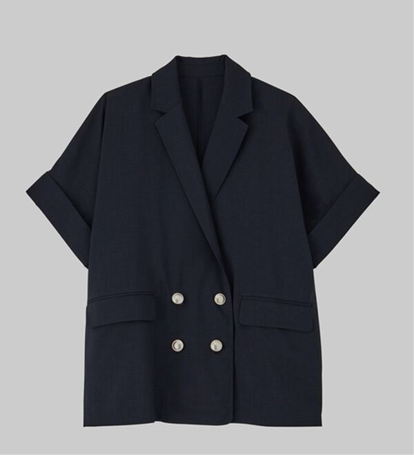 RANAN（ラナン）の「【新色追加】麻調ダブルボタンハーフスリーブジャケット（テーラードジャケット）」｜詳細画像