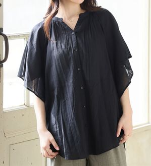 A HAPPY MARILYN（アハッピーマリリン）の「【Ｌ～６Ｌ】【風通るプレミアム】フレアスリーブワイドブラウス（ブラウス）」｜ブラック