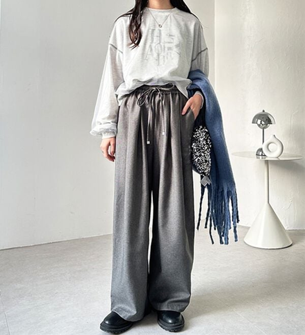 GeeRA（ジーラ）の「ウールライクダブルタックイージーパンツ（フルレングスパンツ）」｜詳細画像