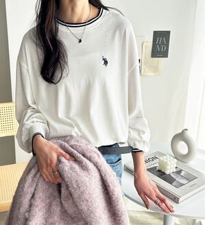 GeeRA（ジーラ）の「【Ｕ．Ｓ．　ＰＯＬＯ　ＡＳＳＮ．】配色ラインロンＴ（カットソー）」｜オフホワイト