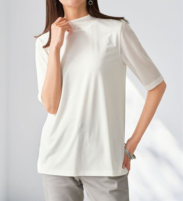 BELLUNA（ベルーナ）の「脱Ｔシャツ！チュールデザイントップス（カットソー）」｜詳細画像