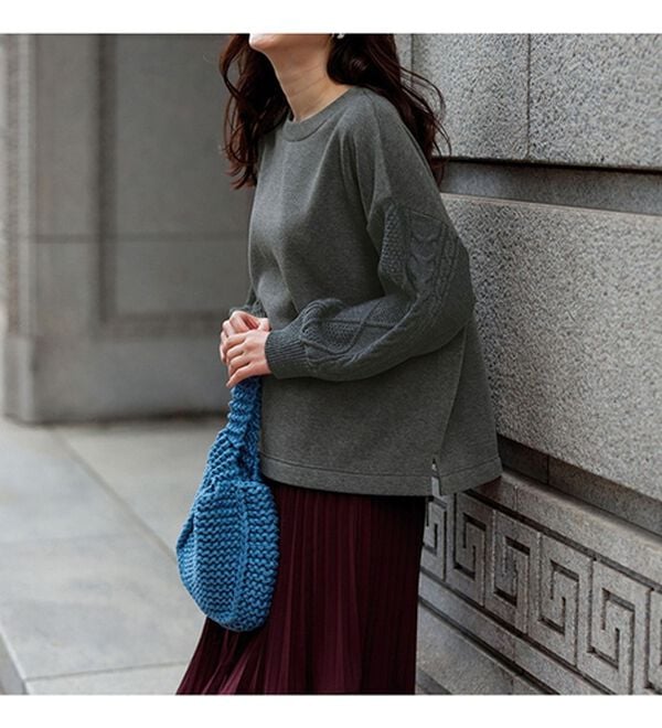 RANAN（ラナン）の「【毛玉になりにくい】裏起毛袖ニットプルオーバー（カットソー）」｜詳細画像