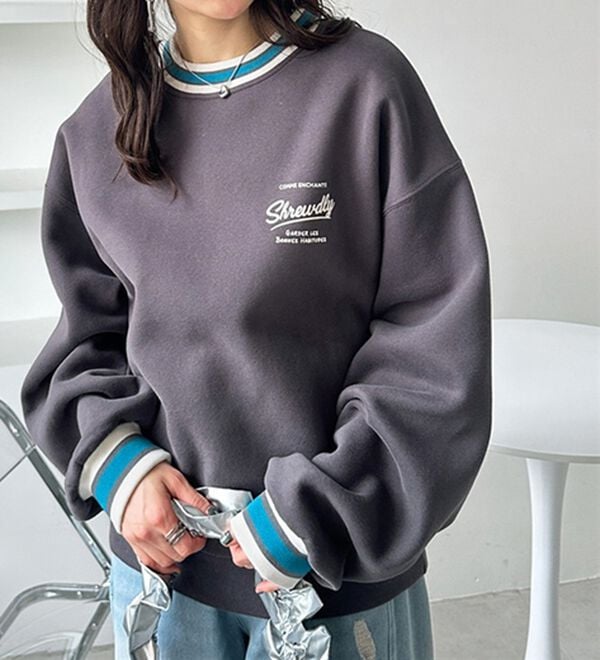 GeeRA（ジーラ）の「ラインリブエンブロイダリー裏起毛スウェット（カットソー）」｜詳細画像