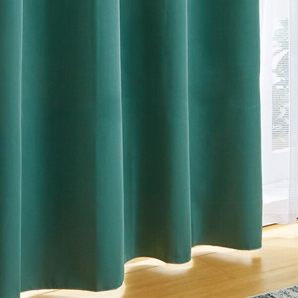 「お買得　遮光カーテン＆レース４枚組（ドレープカーテン）」｜グリーン