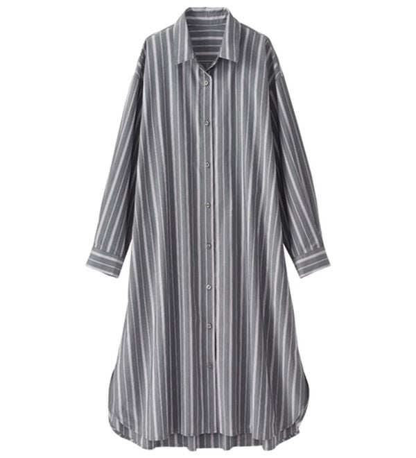 BELLUNA（ベルーナ）の「＜ＳＯＬＯＴＥＸ（Ｒ）＞ストレッチシャツワンピース（シャツワンピース）」｜チャコールストライプ