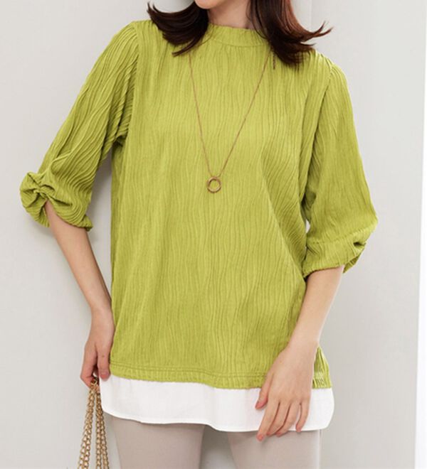 BELLUNA（ベルーナ）の「裾切替波柄ジャカード素材プルオーバー（カットソー）」｜詳細画像