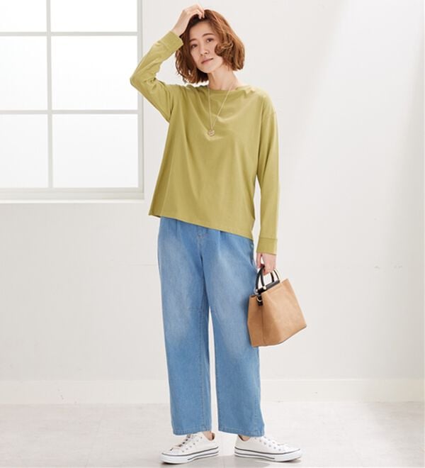 BELLUNA（ベルーナ）の「綿１００％大人顔サマ見え裾タックデザインプルオーバー（カットソー）」｜詳細画像