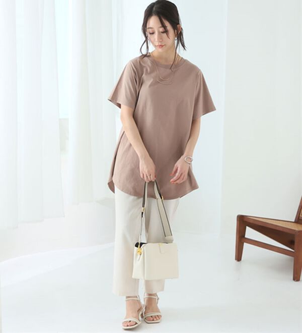 A HAPPY MARILYN（アハッピーマリリン）の「【Ｌ～９Ｌ】まるで魔法のお腹カバー、綿１００％裾フレアＴシャツ。（Tシャツ）」｜詳細画像