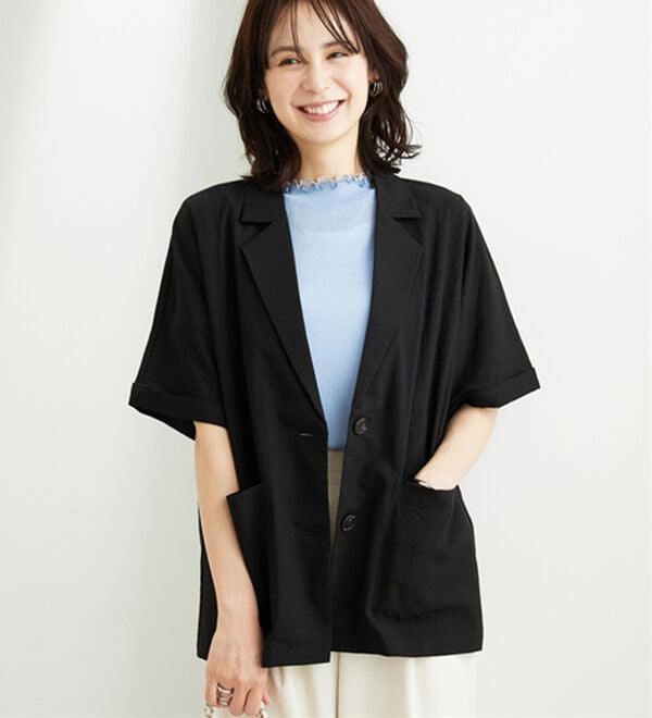 BELLUNA（ベルーナ）の「シアー素材重ね着風フリル衿プルオーバー（カットソー）」｜詳細画像