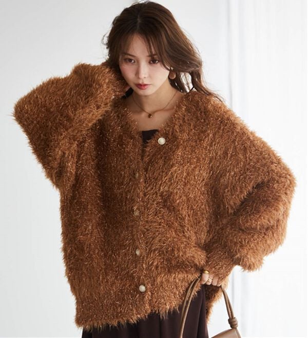 RANAN（ラナン）の「ラメ2WAYシャギーニットカーディガン（ニットカーディガン）」｜詳細画像