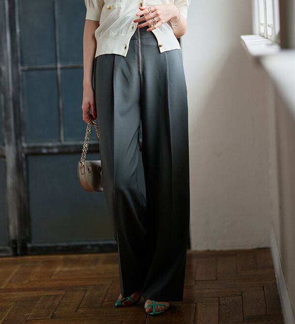 RANAN（ラナン）の「ハイウエストジップワイドパンツ（ワイドパンツ・ガウチョ）」｜詳細画像