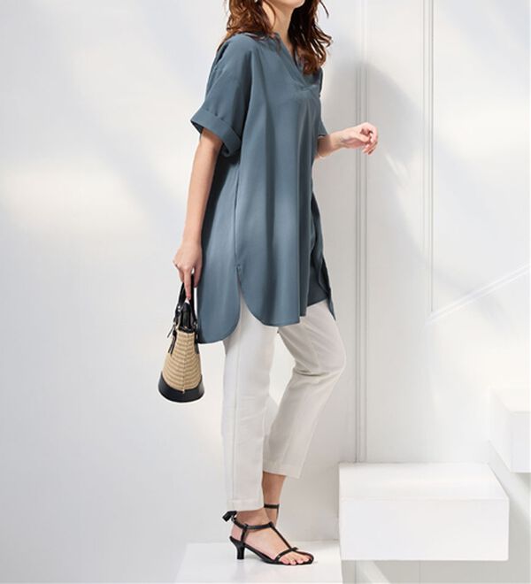 alotta（アロッタ）の「スキッパーとろみブラウスチュニック（ブラウス）」｜詳細画像