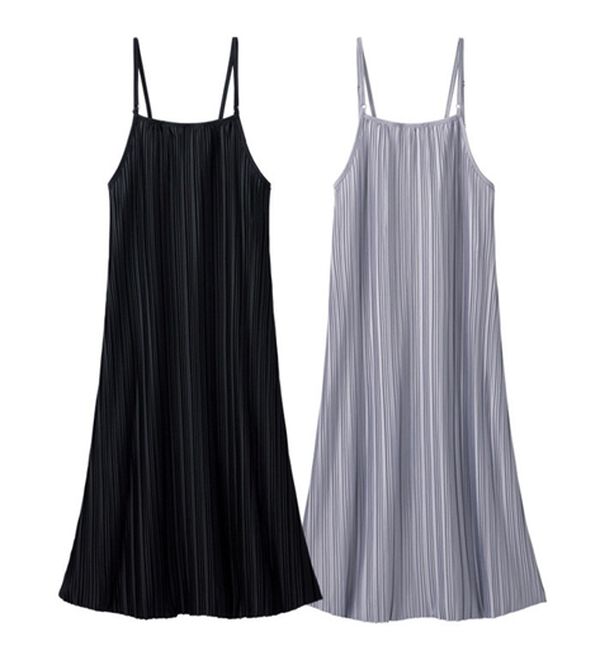 「【２色組】大人かわいい！プリーツワンピ（パジャマ・ルームウェア）」｜2色組