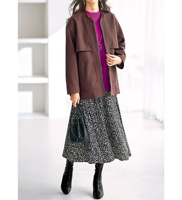 BELLUNA（ベルーナ）の「ウール調素材フリル使いブルゾン（ブルゾン）」｜詳細画像