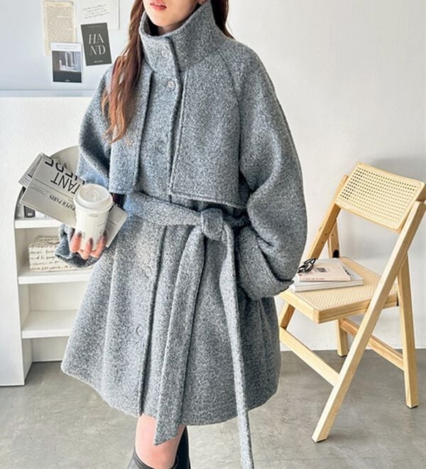 GeeRA（ジーラ）の「リングウールライクスタンドカラーコート（ハーフコート）」｜詳細画像