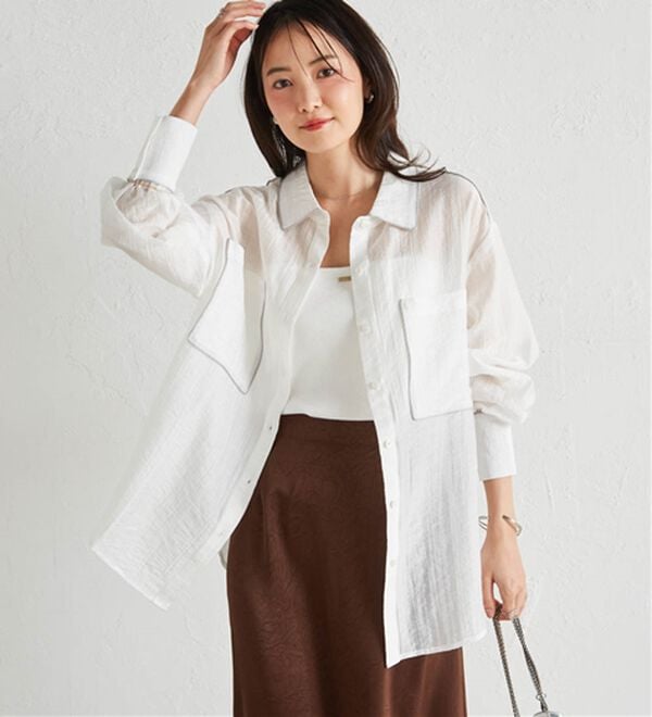 RANAN（ラナン）の「配色パイピングシアーシャツ（シャツ）」｜詳細画像