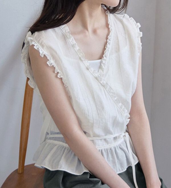 CHAN ME（チャンミ）の「カシュクールフリルブラウス（ブラウス）」｜詳細画像