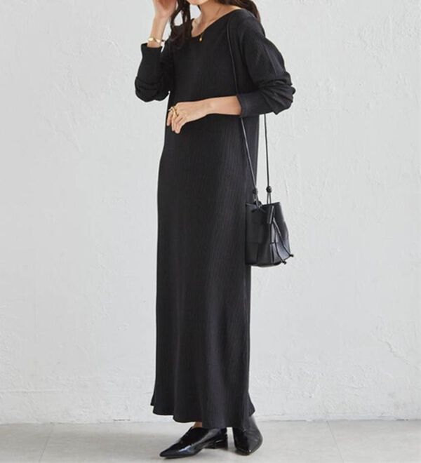 RANAN（ラナン）の「アシメネックリブワンピース（ロングワンピース）」｜詳細画像