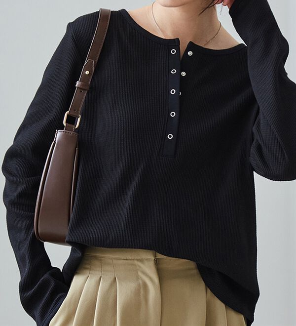 RANAN（ラナン）の「ヘンリーネックワッフルロンＴ（カットソー）」｜詳細画像