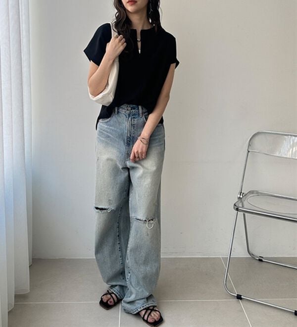 GeeRA（ジーラ）の「前後２ＷＡＹハーフジップＴブラウス（ブラウス）」｜詳細画像