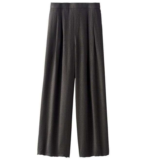 BELLUNA（ベルーナ）の「麻調素材タック使いワイドパンツ（ワイドパンツ・ガウチョ）」｜チャコール