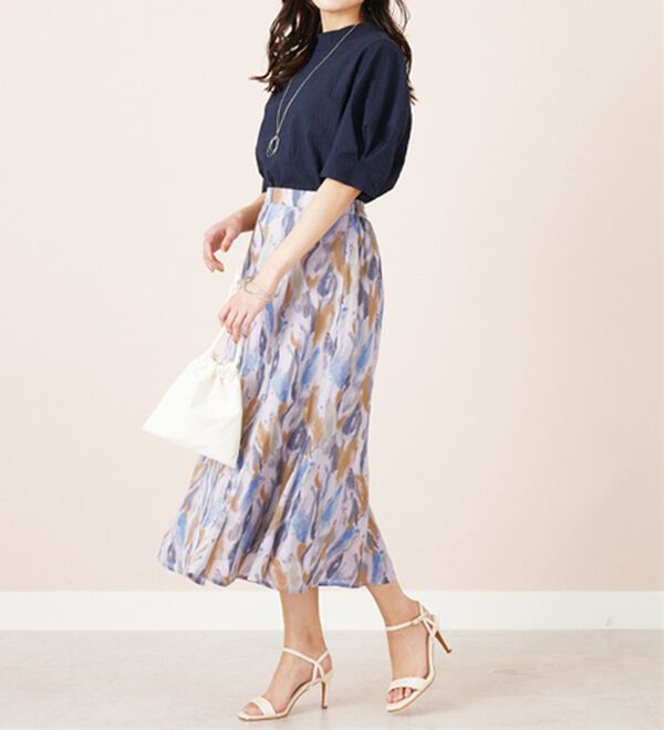 BELLUNA（ベルーナ）の「シフォン素材プリント使いスカート（ロングスカート）」｜詳細画像