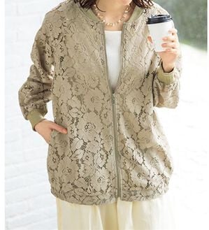 ルフラン（ルフラン）の「上品レースのエレガントブルゾン（ブルゾン）」｜ベージュ