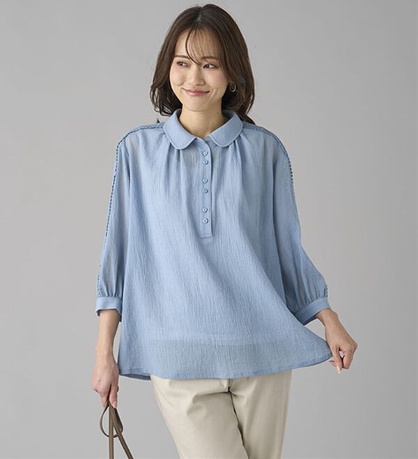 BELLUNA（ベルーナ）の「暑い夏に着たい！涼やか綿１００％ブラウス（ブラウス）」｜詳細画像