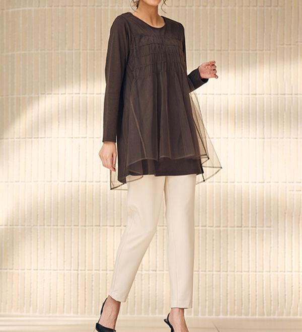 RANAN（ラナン）の「ふんわりあったか素材チュール重ねチュニック（チュニック）」｜詳細画像