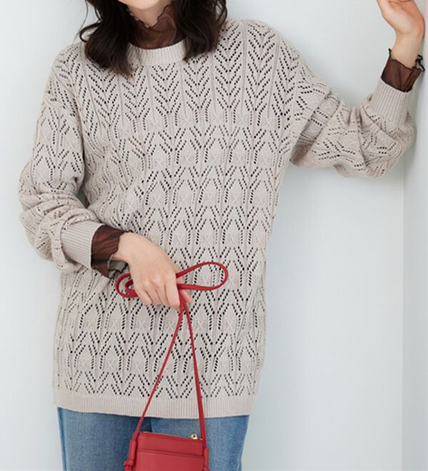 BELLUNA（ベルーナ）の「【重ね着インナー】シアー素材ハイネックインナープルオーバー（カットソー）」｜詳細画像