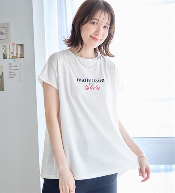 alotta（アロッタ）の「【マリクレール・スポーツ】モックネックギャザーＴシャツ（Tシャツ）」｜詳細画像