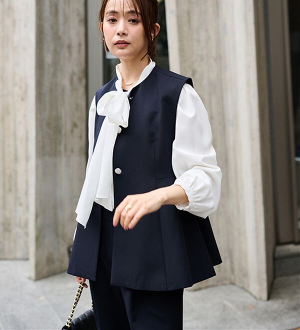 RANAN（ラナン）の「【２点セット】防シワ！ペプラムベストセットアップ（パンツスーツ）」｜詳細画像