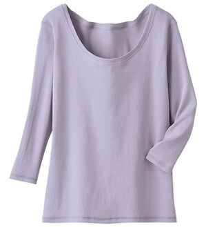 LAVIENNE（ラヴィエンヌ）の「綿１００％お肌に優しいオーガニックコットン８分袖インナー（肌着・インナーウェア）」｜ラベンダー